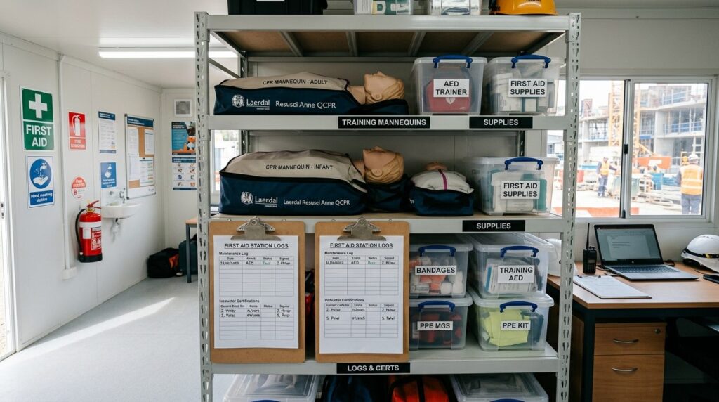 Wide angle professional photograph of a well-organized const